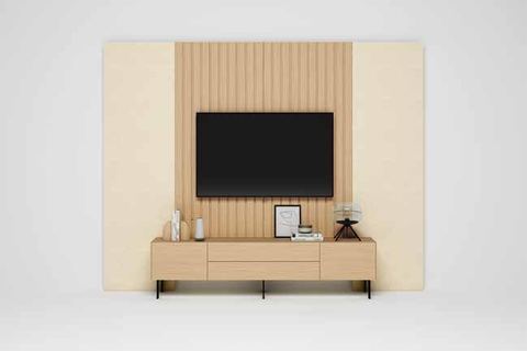 Fotografía de composición modular de salón de la colección FRESH, en acabado Arena / Tao.