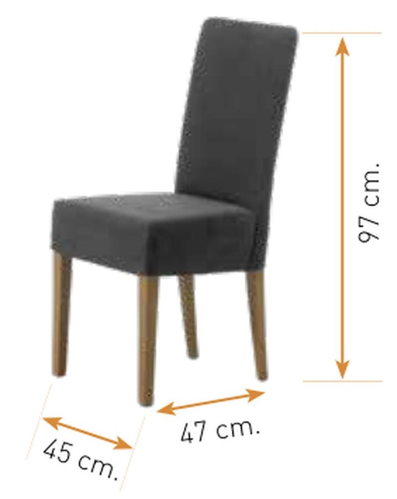 Medidas de la silla de comedor modelo 61: alto 97 cm · ancho 45 cm · fondo 47 cm