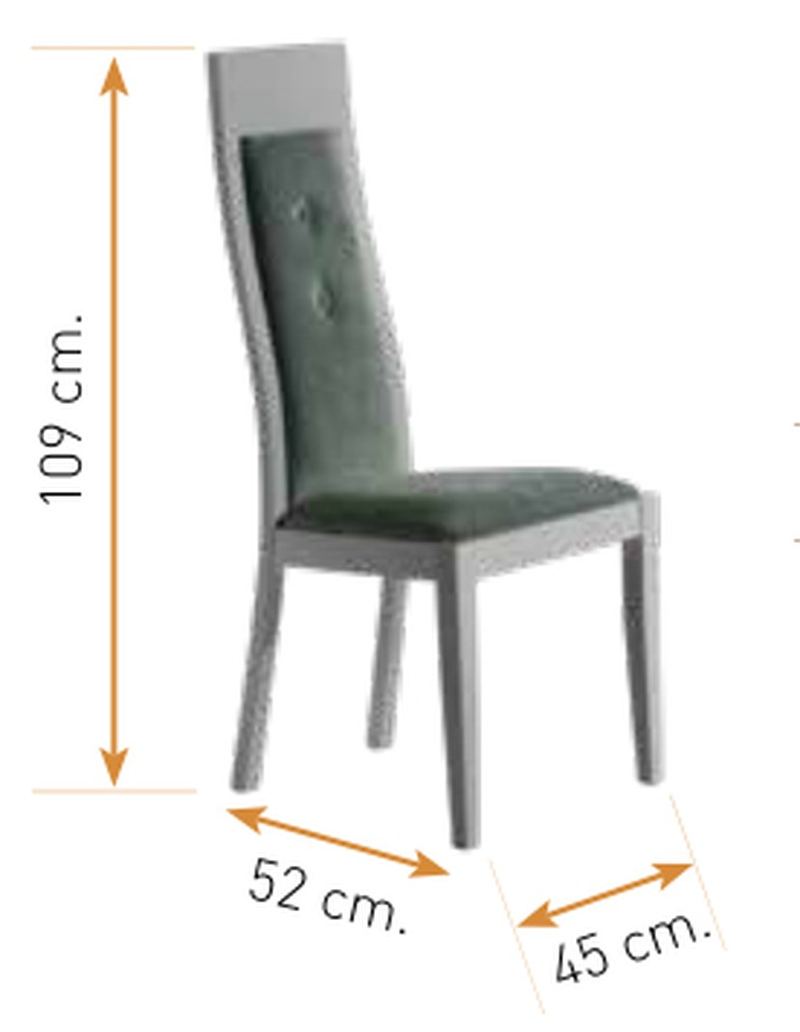 Medidas de la silla de comedor modelo 145: alto 109 cm · ancho 45 cm · fondo 52 cm