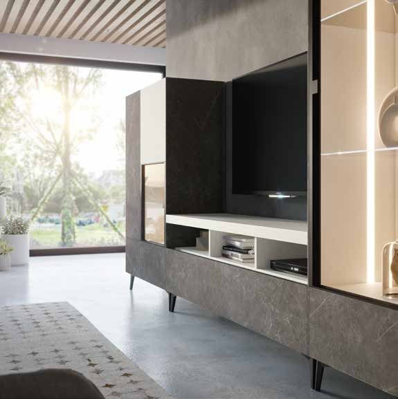 Fotografía de composición modular de salón de la colección FRESH, en acabado Roma / Boeta.