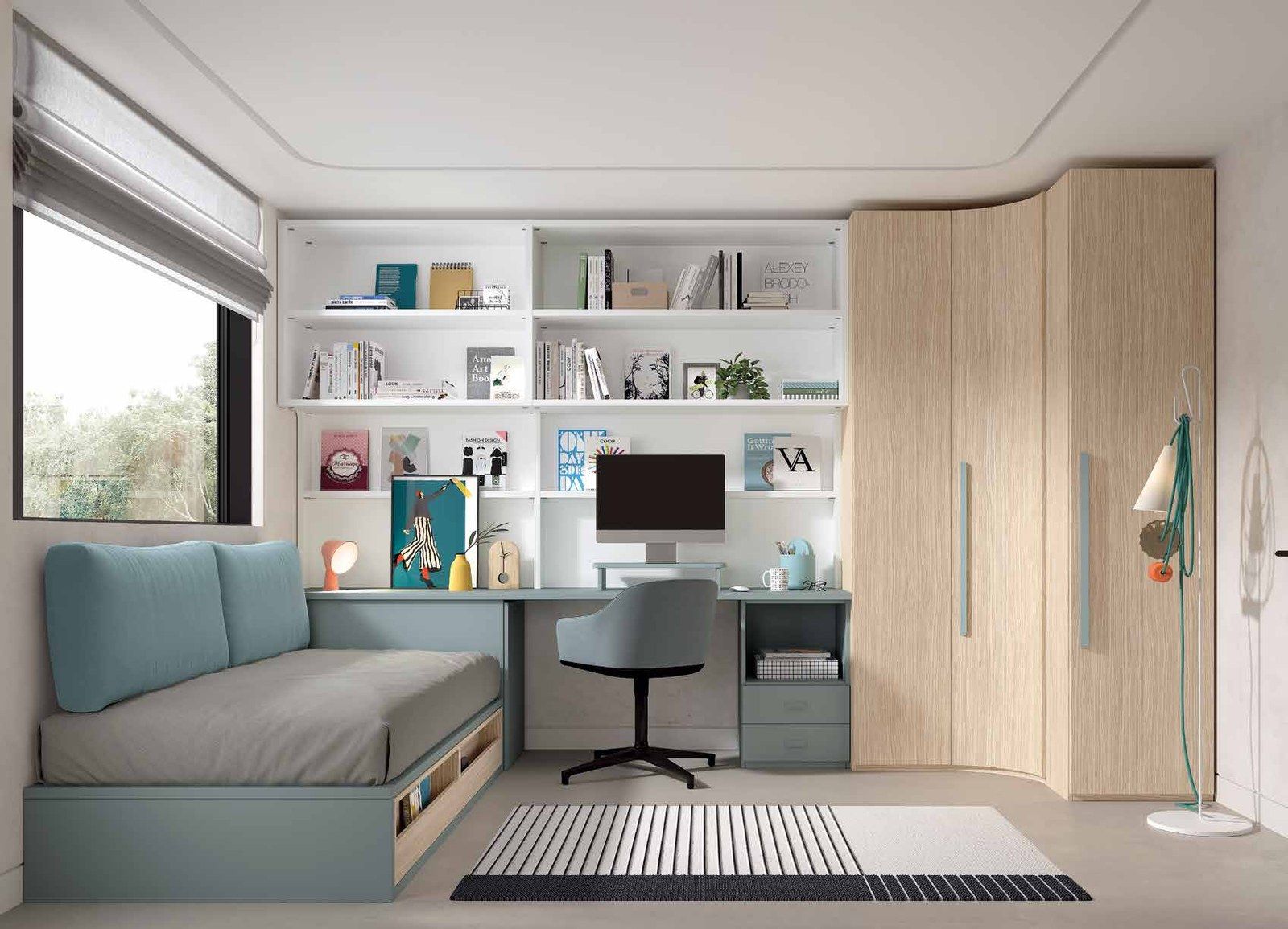 Dormitorio juvenil - Composición AD063, fotografía de catálogo del fabricante
