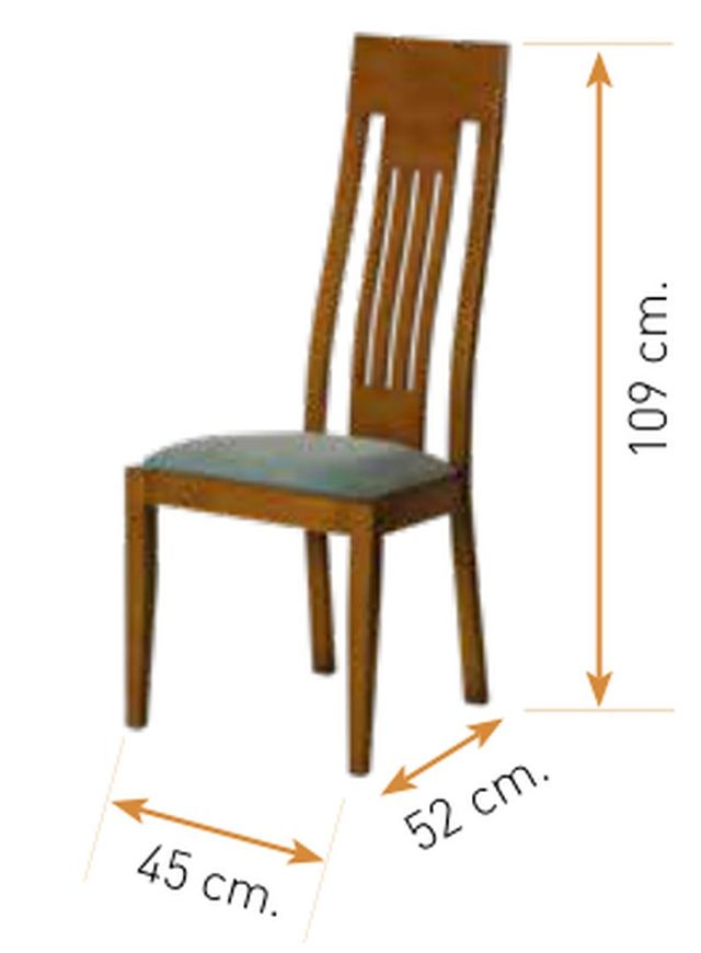 Medidas de la silla de comedor modelo 146: alto 109 cm · ancho 45 cm · fondo 52 cm