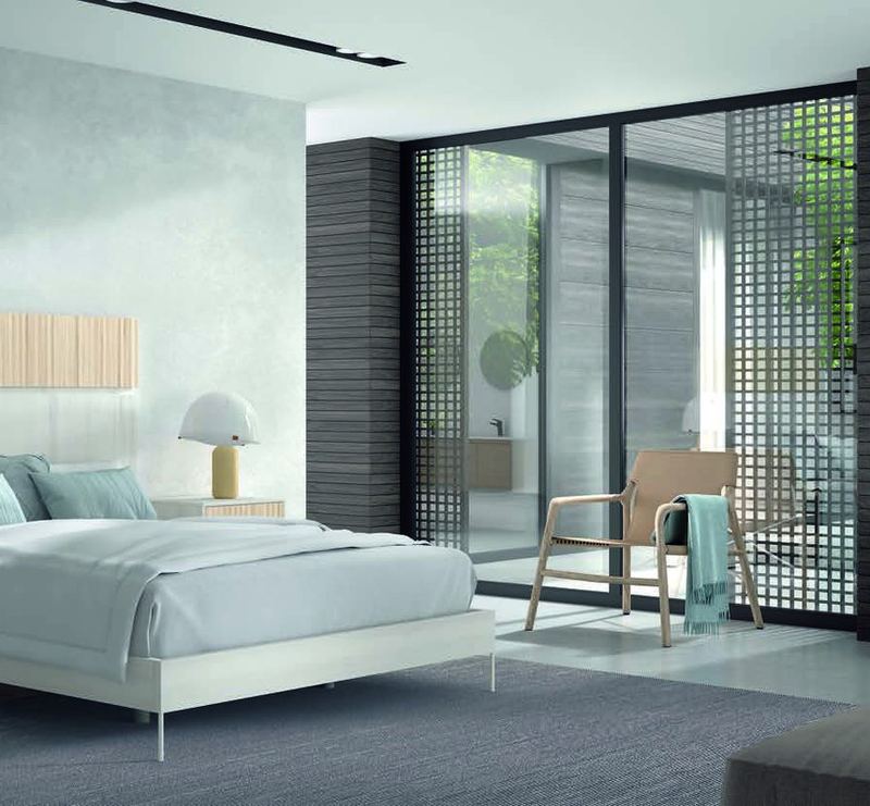 matrimonio-emotion-dormitorio-24-principal-01.jpg: Dormitorio Emötion composición 24 con cama doble, cabecero bora, módulos line y dos cómodas altas