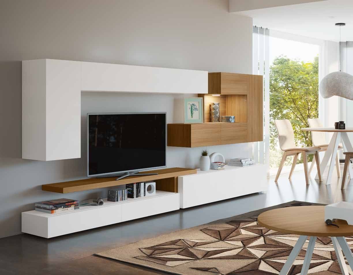Fotografía de composición modular de salón de la colección FRESH, en acabado Riva / Blanco.