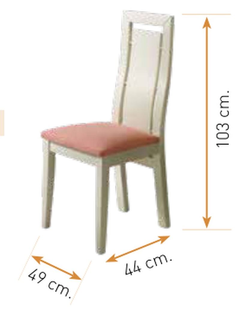 Medidas de la silla de comedor modelo 122: alto 103 cm · ancho 49 cm · fondo 44 cm