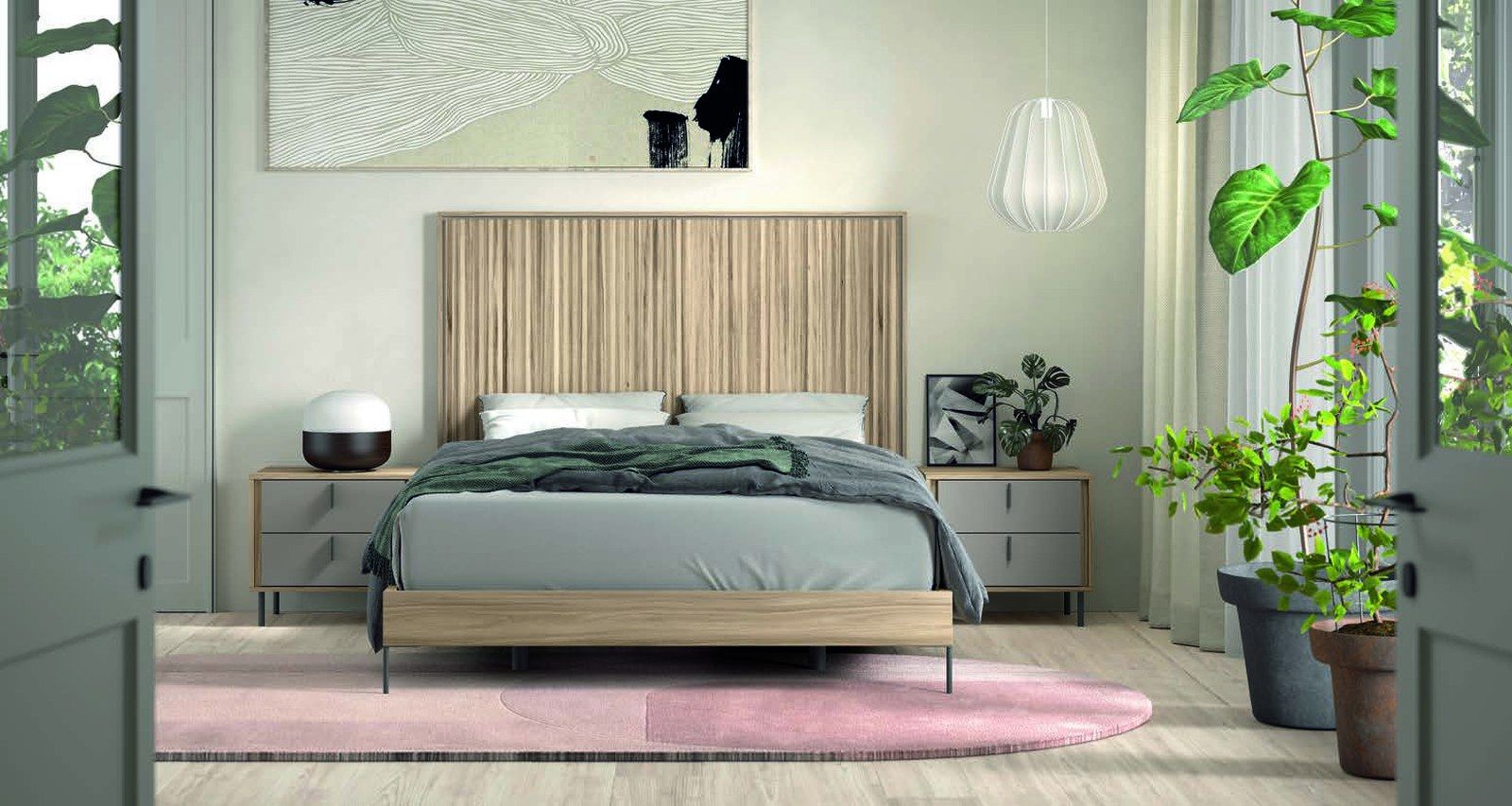 matrimonio-emotion-dormitorio-16-principal-01.jpg: Dormitorio Emötion composición 16 con cama doble, cabecero norma y módulos zen