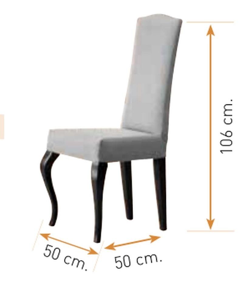 Medidas de la silla de comedor modelo 190: alto 106 cm · ancho 50 cm · fondo 50 cm
