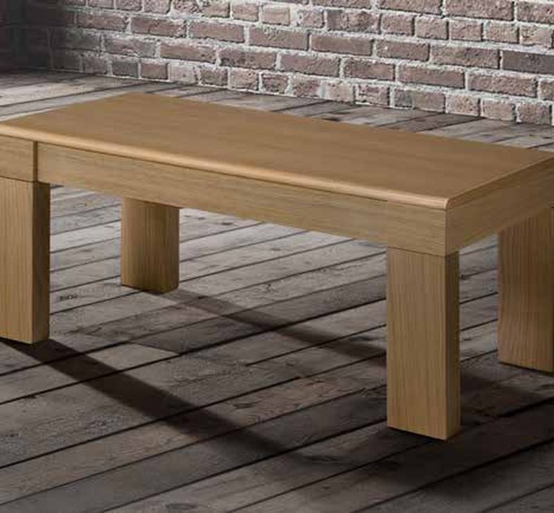 Mesa de centro elevable modelo 269 de SG, de tablero rectangular bajo, con las patas cuadradas a juego