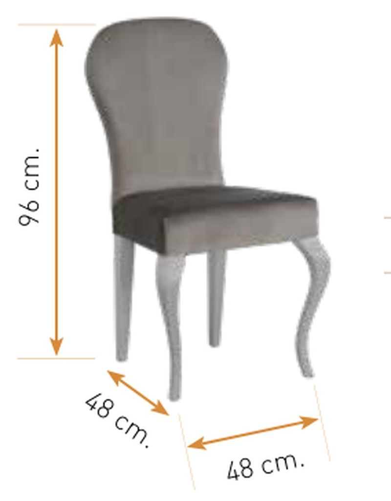 Medidas de la silla de comedor modelo 173: alto 96 cm · ancho 48 cm · fondo 48 cm