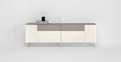 Fotografía de mueble de televisión de salón de la colección FRESH, en acabado Cuarzita / Boeta.