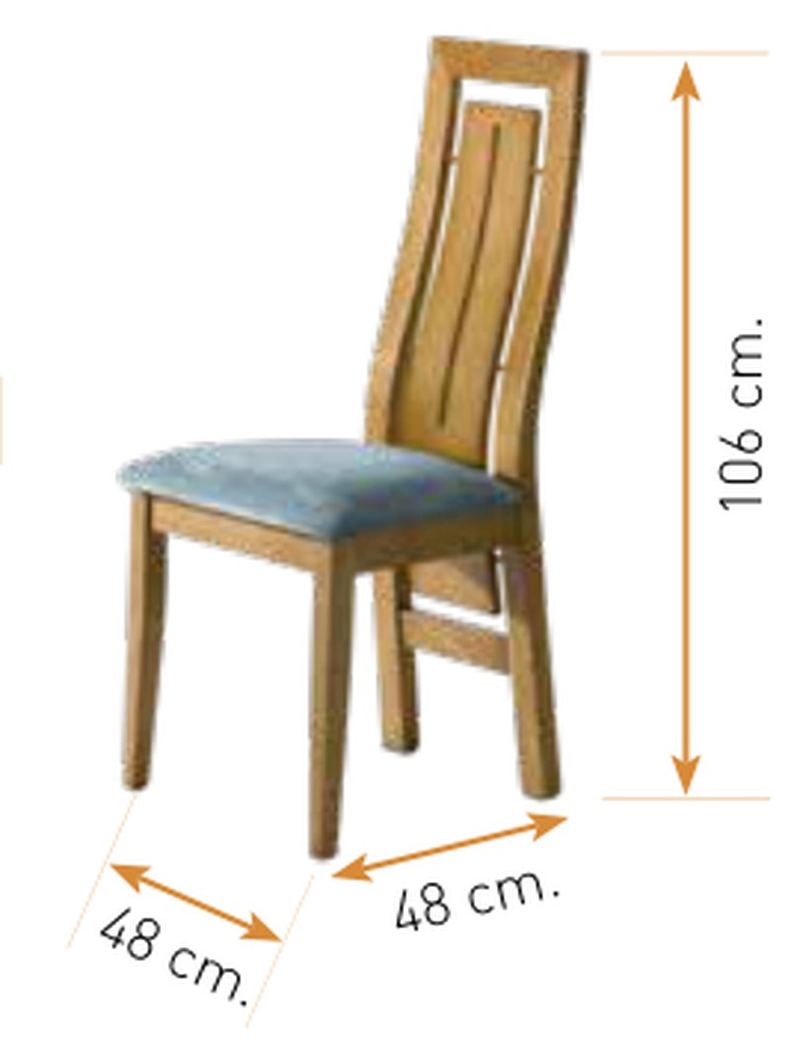 Medidas de la silla de comedor modelo 131: alto 106 cm · ancho 48 cm · fondo 48 cm