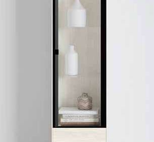 Fotografía de vitrina de salón de la colección FRESH, en acabado Riva.