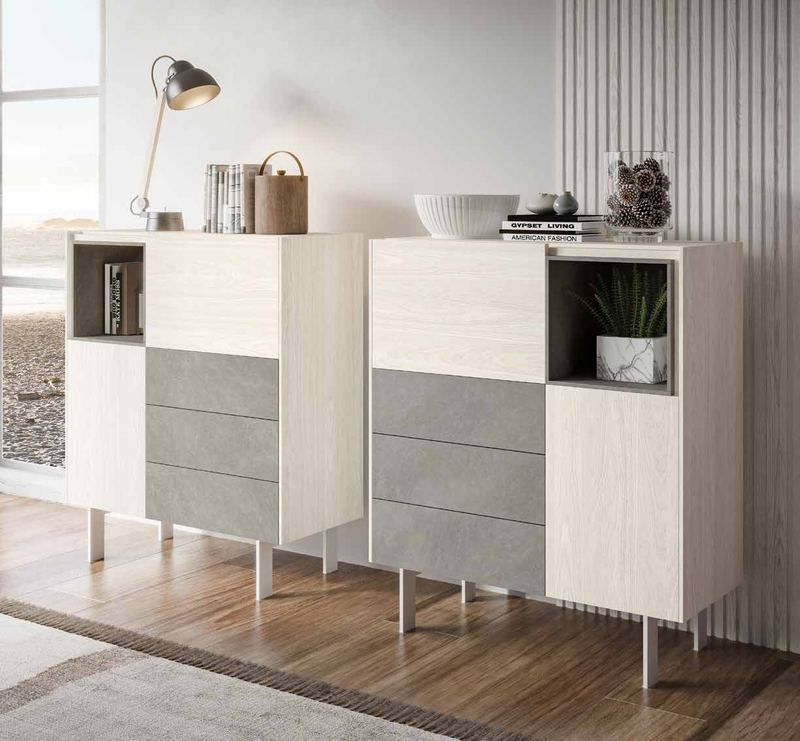 Fotografía de aparador de salón de la colección FRESH, en acabado Boeta / Cuarzita.