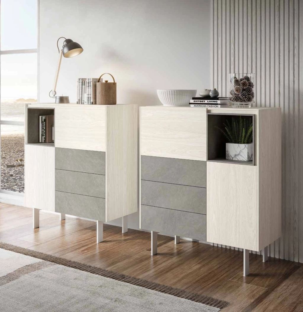 Fotografía de aparador de salón de la colección FRESH, en acabado Boeta / Cuarzita.