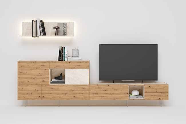 Fotografía de composición modular de salón de la colección FRESH, en acabado Amazonas / Kerala.