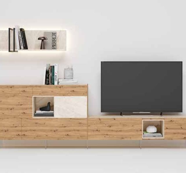 Fotografía de composición modular de salón de la colección FRESH, en acabado Amazonas / Kerala.