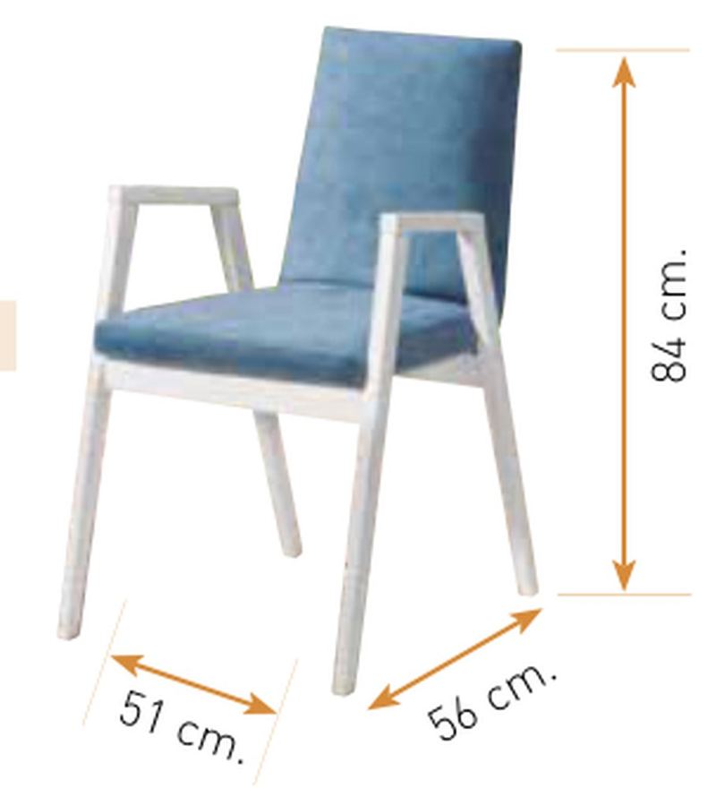 Medidas de la silla de comedor modelo 213: alto 84 cm · ancho 51 cm · fondo 56 cm