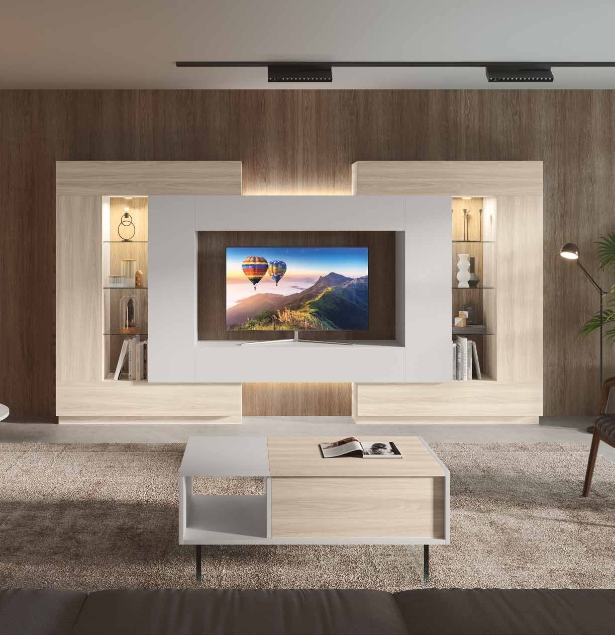 Fotografía de composición modular de salón de la colección FRESH, en acabado Etna / Ágata.