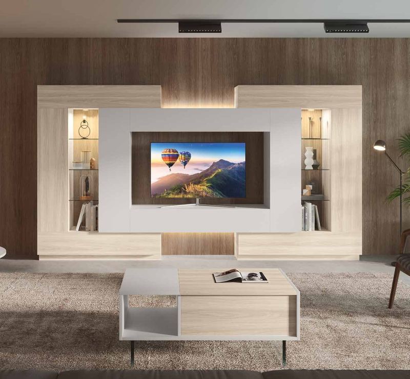 Fotografía de composición modular de salón de la colección FRESH, en acabado Etna / Ágata.