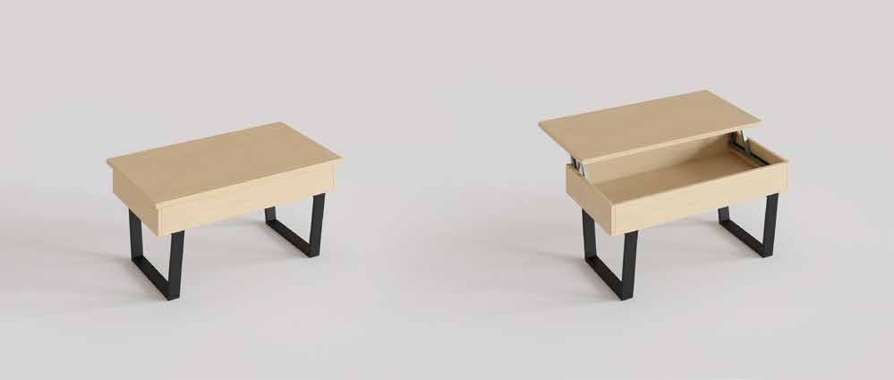 Fotografía de mesa de centro con tablero elevable de la colección FRESH.
