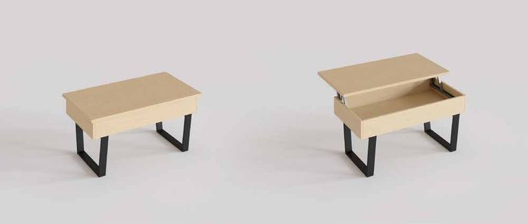 Fotografía de mesa de centro con tablero elevable de la colección FRESH.