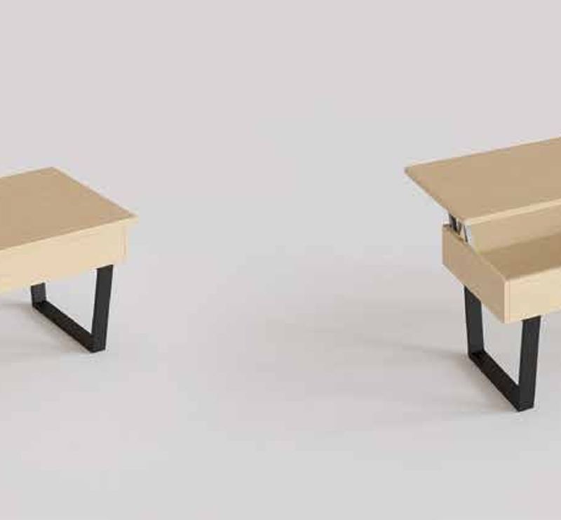 Fotografía de mesa de centro con tablero elevable de la colección FRESH.