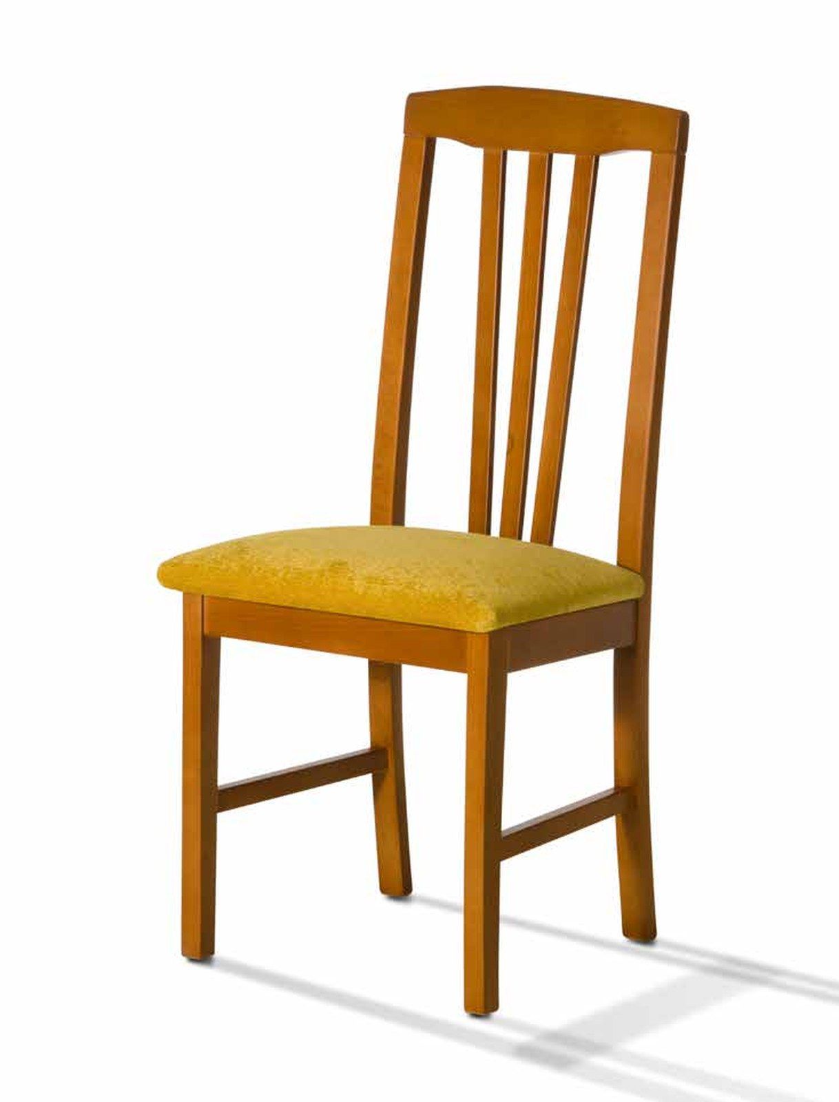 Silla de comedor clásica modelo 39 de SG, respaldo con tres listones verticales y asiento tapizado