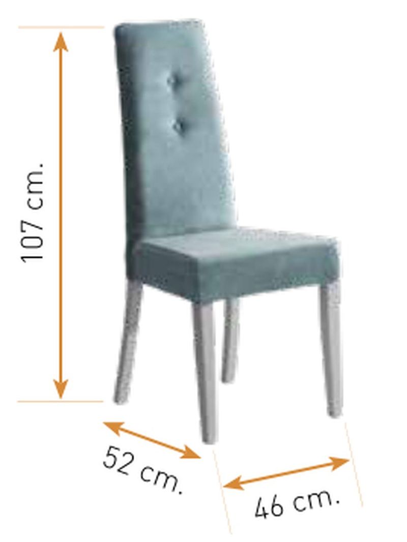 Medidas de la silla de comedor modelo 148: alto 107 cm · ancho 46 cm · fondo 52 cm