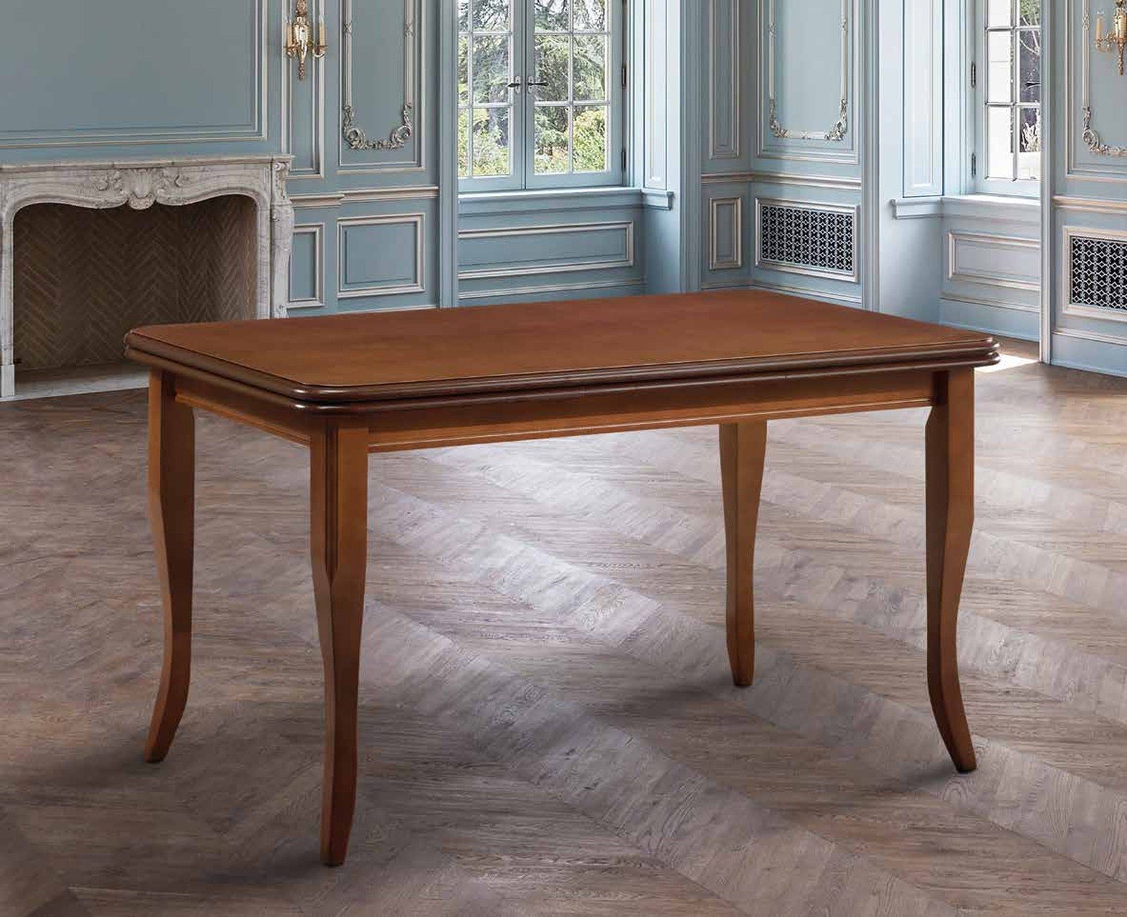 Mesa de comedor clásica modelo 10 de SG, de tablero rectangular sobre patas curvas de estilo cabriolé