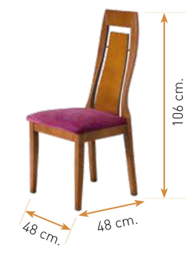 Medidas de la silla de comedor modelo 133: alto 106 cm · ancho 48 cm · fondo 48 cm
