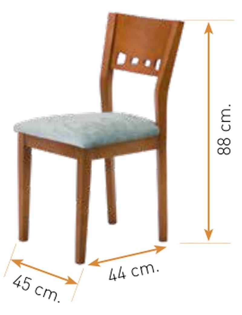 Medidas de la silla de comedor modelo 68: alto 88 cm · ancho 45 cm · fondo 44 cm