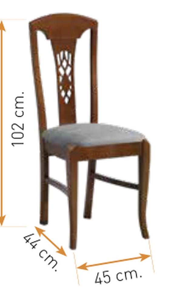 Medidas de la silla de comedor clásica modelo 24: alto 102 cm · ancho 45 cm · fondo 44 cm