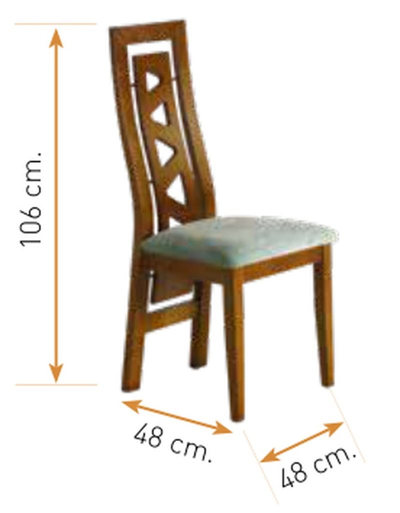 Medidas de la silla de comedor modelo 137: alto 106 cm · ancho 48 cm · fondo 48 cm