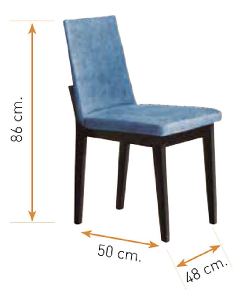 Medidas de la silla de comedor modelo 215: alto 86 cm · ancho 48 cm · fondo 50 cm
