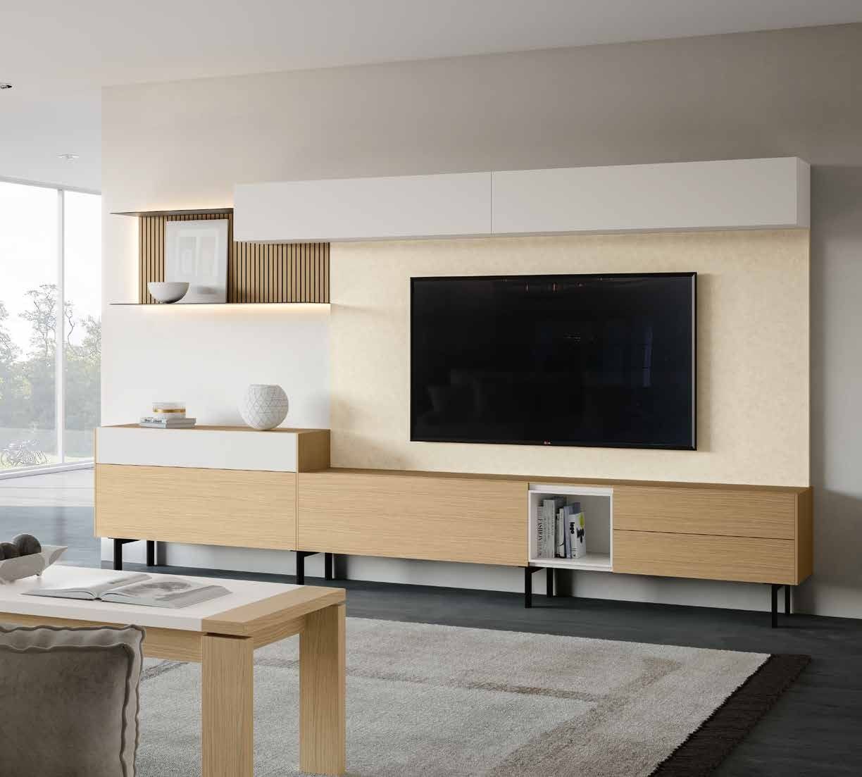 Fotografía de composición modular de salón de la colección FRESH, en acabado Tao / Arena / Ágata.