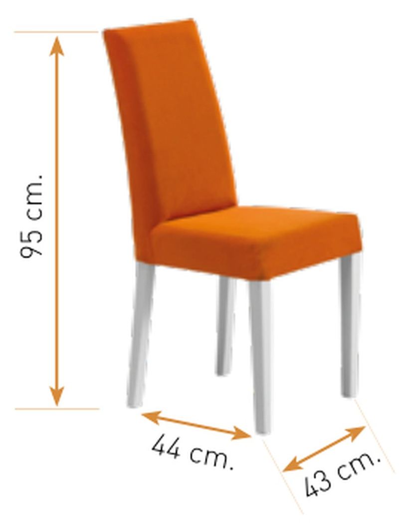 Medidas de la silla de comedor modelo 128: alto 95 cm · ancho 43 cm · fondo 44 cm