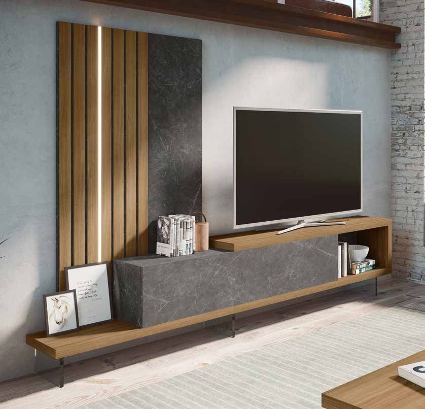 Fotografía de composición modular de salón de la colección FRESH, en acabado Riva / Roma.