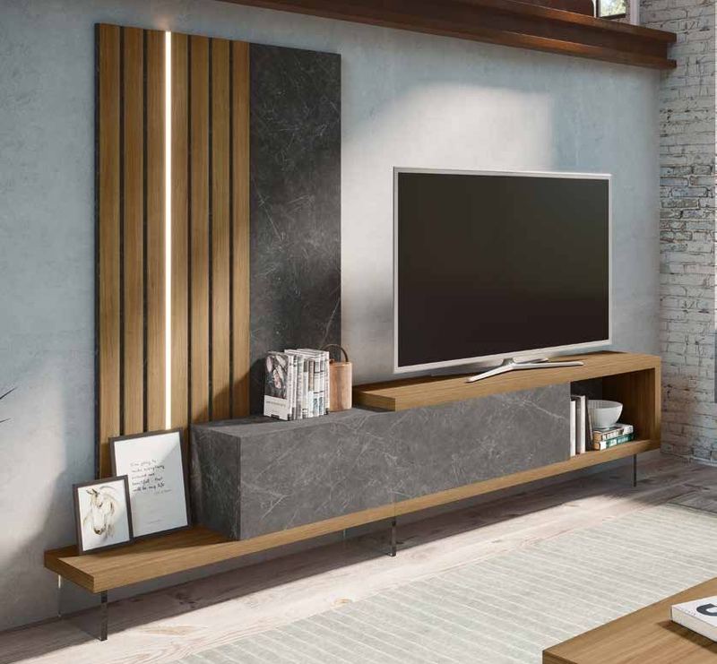 Fotografía de composición modular de salón de la colección FRESH, en acabado Riva / Roma.