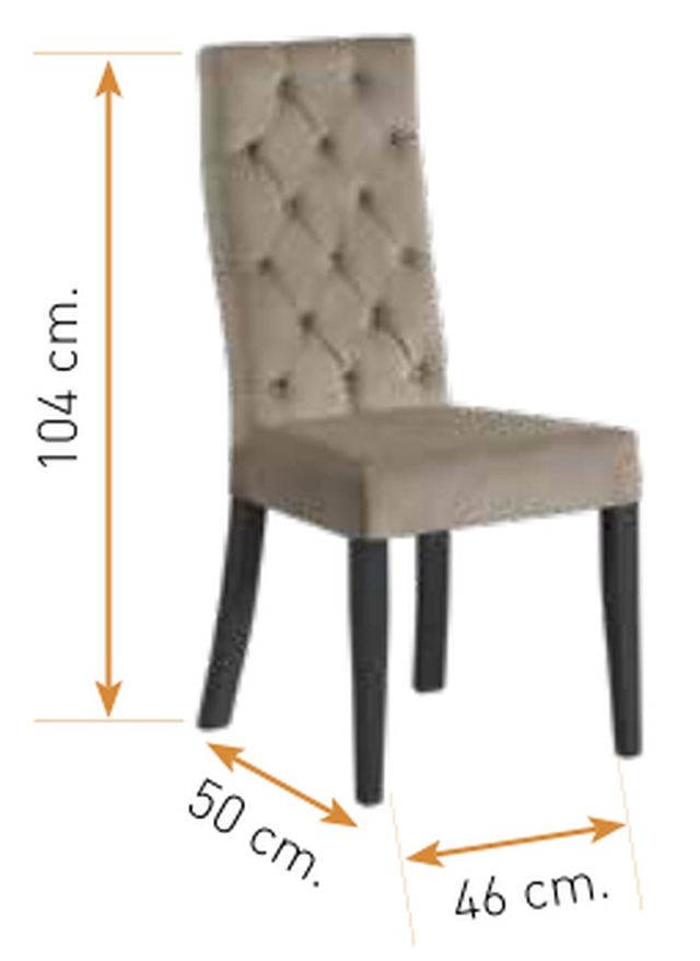 Medidas de la silla de comedor modelo 183: alto 104 cm · ancho 46 cm · fondo 50 cm