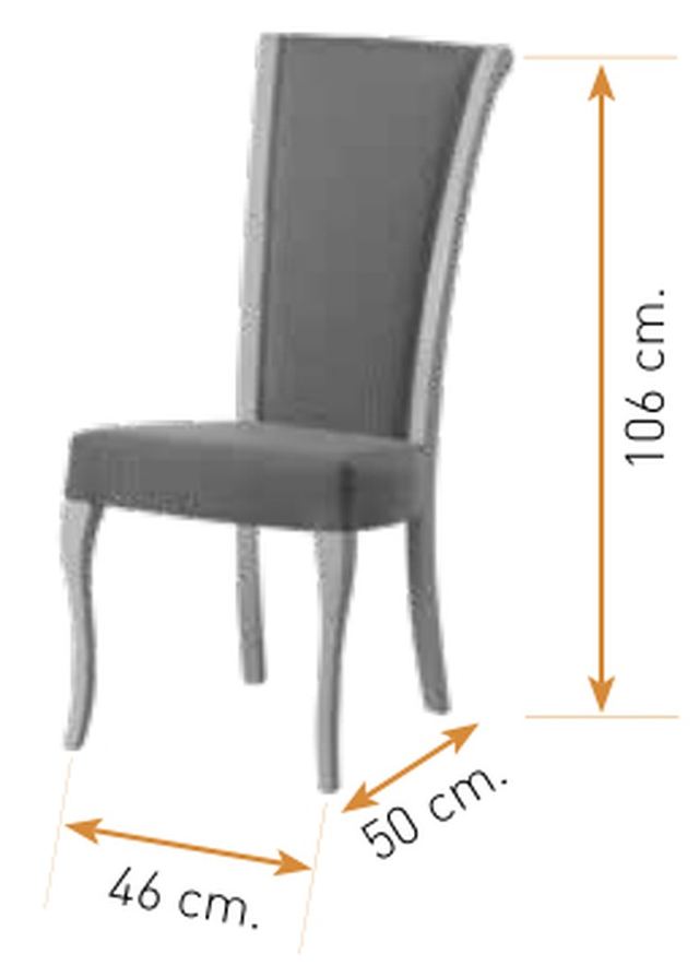 Medidas de la silla de comedor modelo 156: alto 106 cm · ancho 46 cm · fondo 50 cm