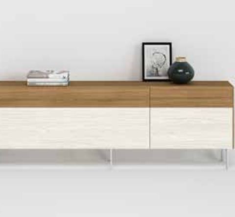 Fotografía de mueble de televisión de salón de la colección FRESH, en acabado Riva / Boeta.