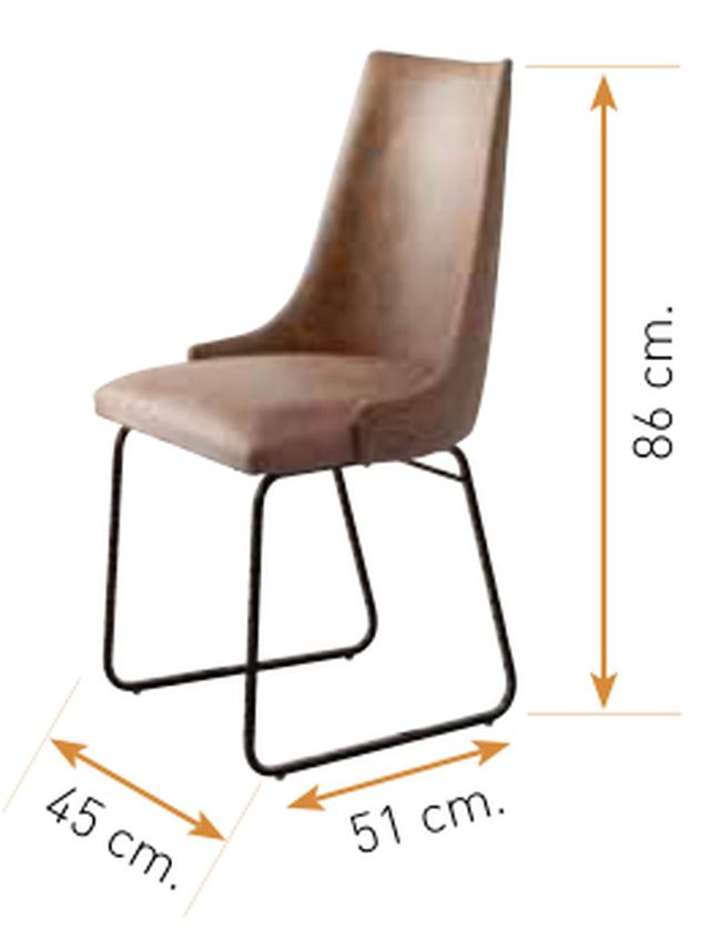 Medidas de la silla de comedor modelo 220: alto 88 cm · ancho 45 cm · fondo 50 cm