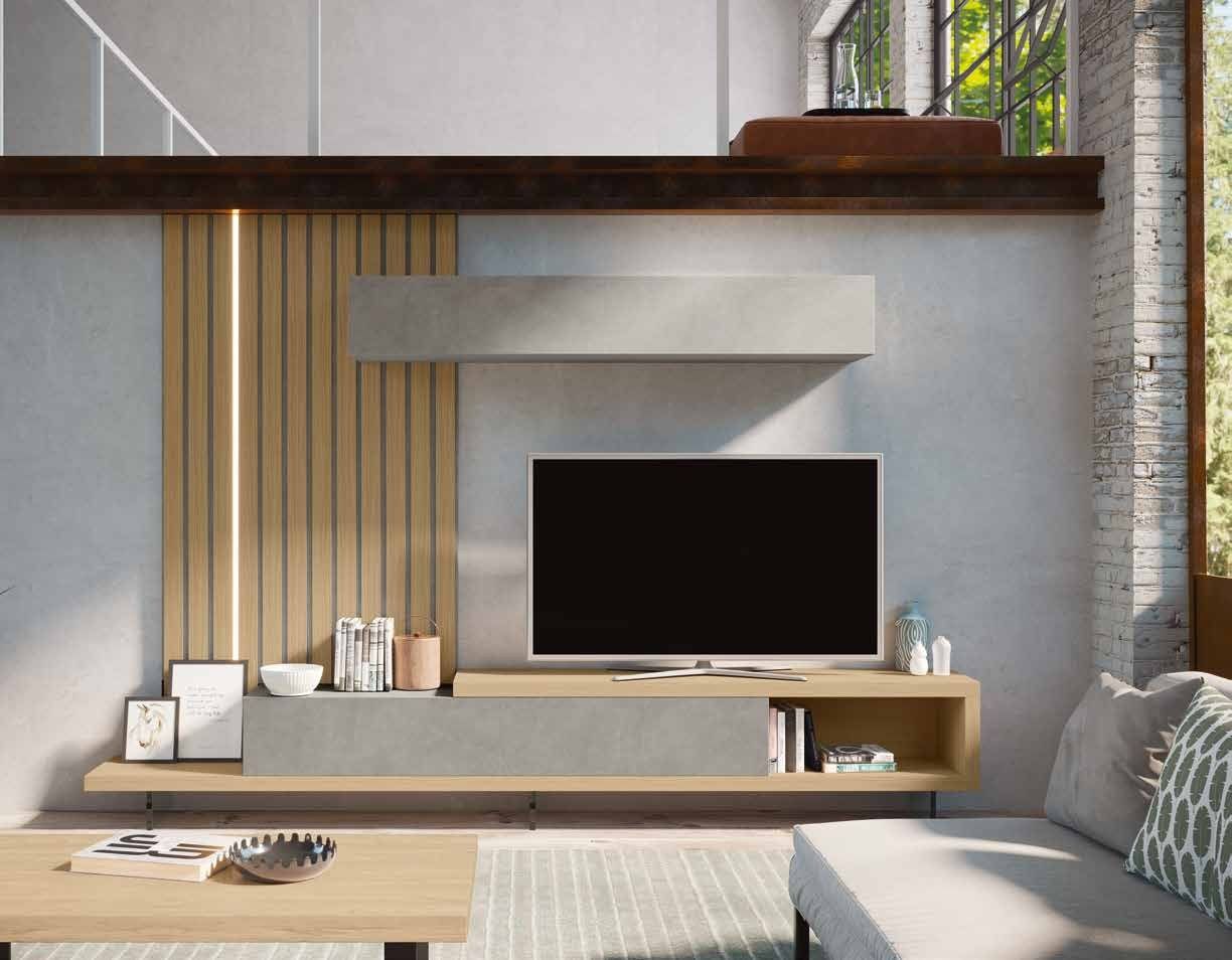Fotografía de composición modular de salón de la colección FRESH, en acabado Tao / Cuarzita.