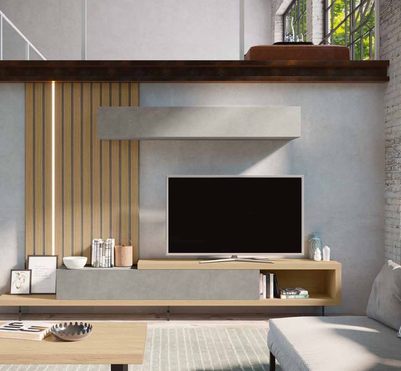 Fotografía de composición modular de salón de la colección FRESH, en acabado Tao / Cuarzita.