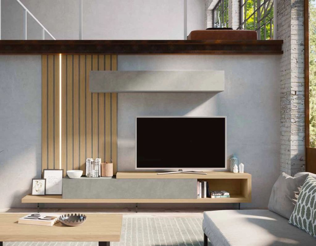 Fotografía de composición modular de salón de la colección FRESH, en acabado Tao / Cuarzita.
