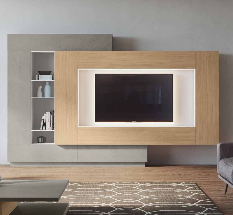 Fotografía de composición modular de salón de la colección FRESH, en acabado Tao / Cuarzita / Blanco.