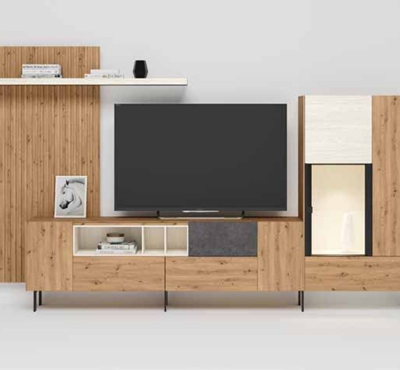 Fotografía de composición modular de salón de la colección FRESH, en acabado Riva / Coco.