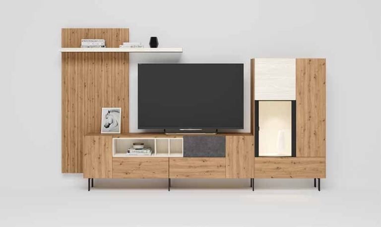 Fotografía de composición modular de salón de la colección FRESH, en acabado Riva / Coco.