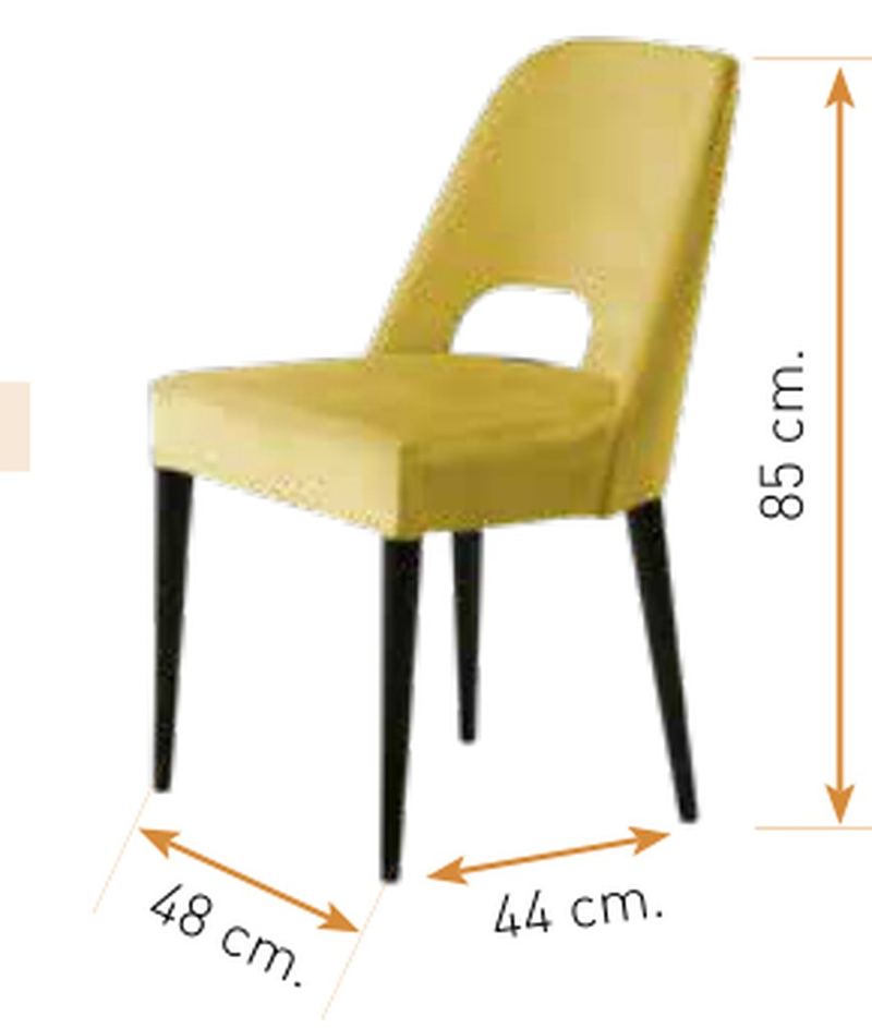 Medidas de la silla de comedor modelo 177: alto 85 cm · ancho 48 cm · fondo 44 cm