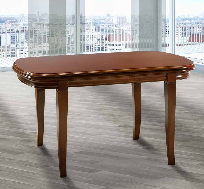 Mesa de comedor clásica modelo 6 de SG, de tablero ovalado sobre cuatro patas torneadas